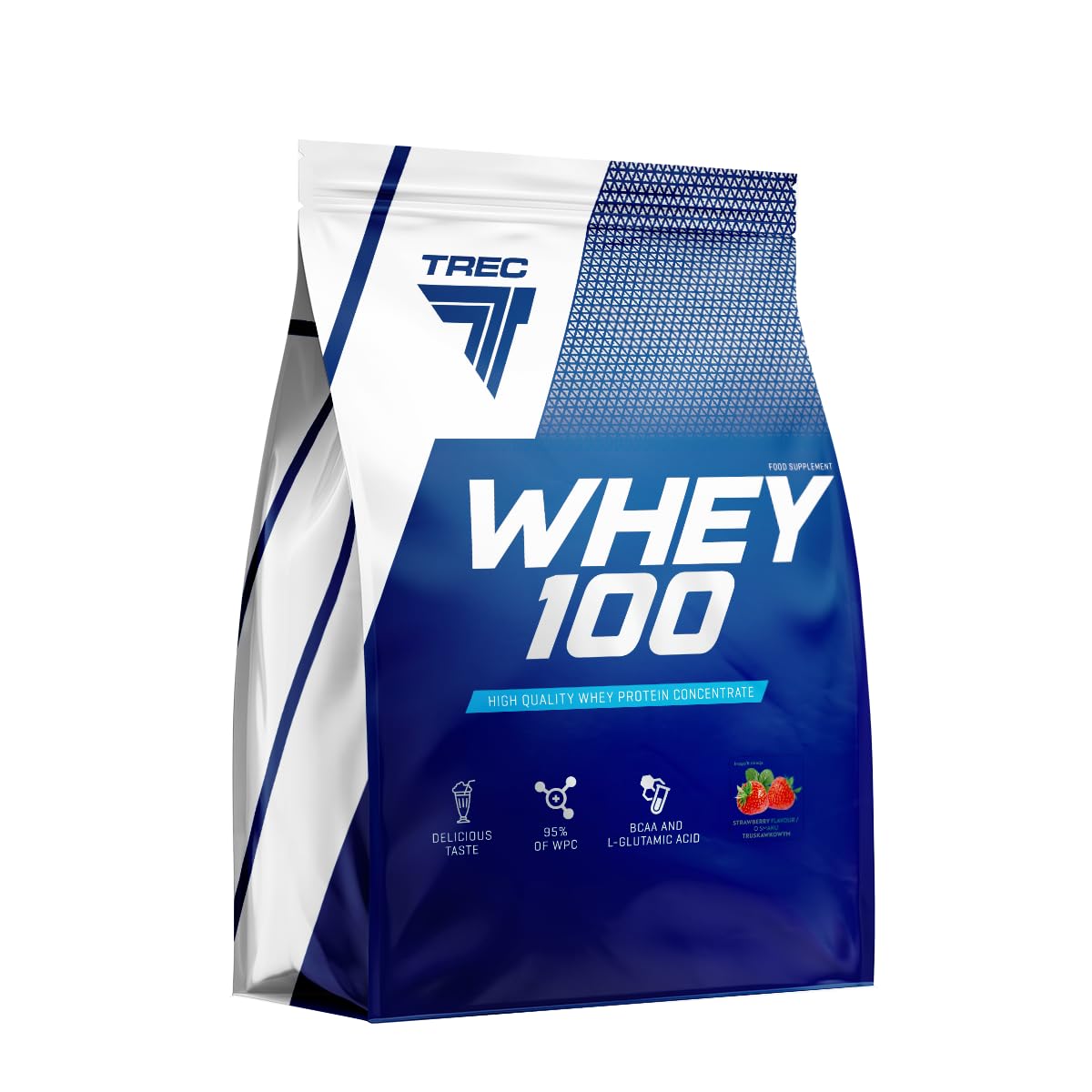 Trec Nutrition - WHEY 100 2275g STRAWBERRY - Hervorragende Löslichkeit, Muskelwachstum, Volles Aminosäureprofil, Perfekt für Intensives Training
