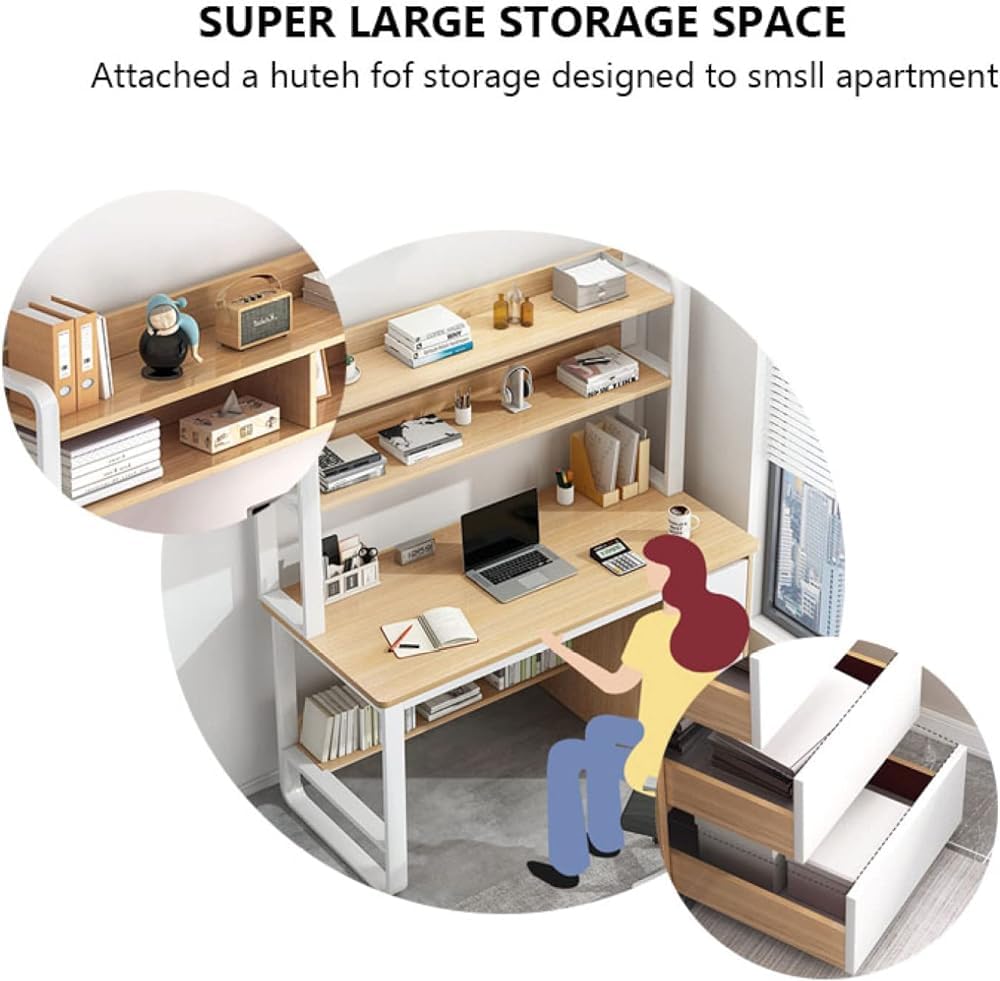 Amazon | SXZenSpace ホームオフィスデスク（上棚と本棚付き