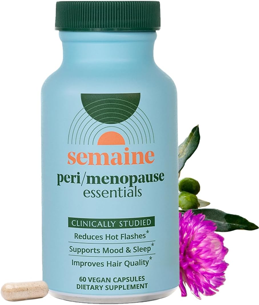 Semaine Peri/Meno Essentials - 60 Count Vegan Capsules - Clinically Studied to Ease Hot Flashes, Support Mood, Restore Hormone Balance - Non-GMO, Hormone-Free, Soy-Free