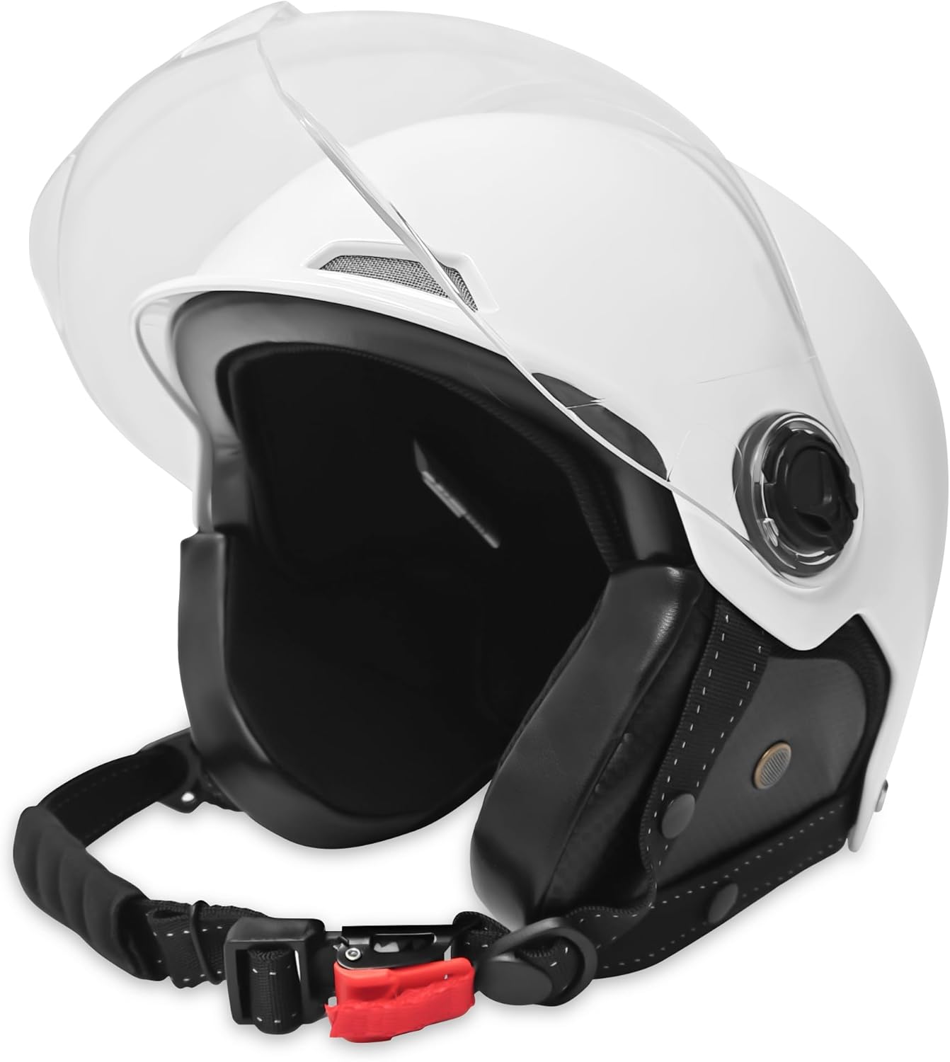 Motorcycle Helmet for Adults Half Helmet with Windproof Mask for Cruiser , Road Bikes, Electric Bikes, Scooter Cool Helmet for Men and Women,DOT Approved Large WHITE