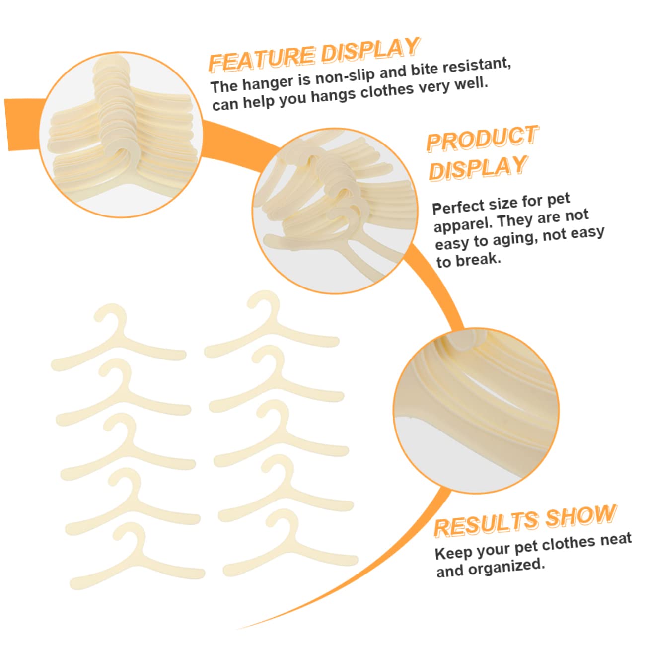 Levemolo 10Pcs Compact Pet Clothes Hangers for Dog Apparel Lightweight and Durable Coat Trouser Hangers for Travel and Home Use