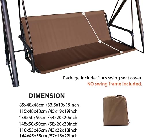 Miniatura 7 de J&C Funda de repuesto para asiento de columpio de patio, 600D, resistente, soporte para asiento de columpio al aire libre, impermeable, resistente a