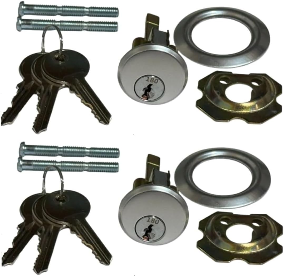 Garage Door Rim Cylinder Lock Keyed Alike - 2 Cylinder Locks with 6 Keys
