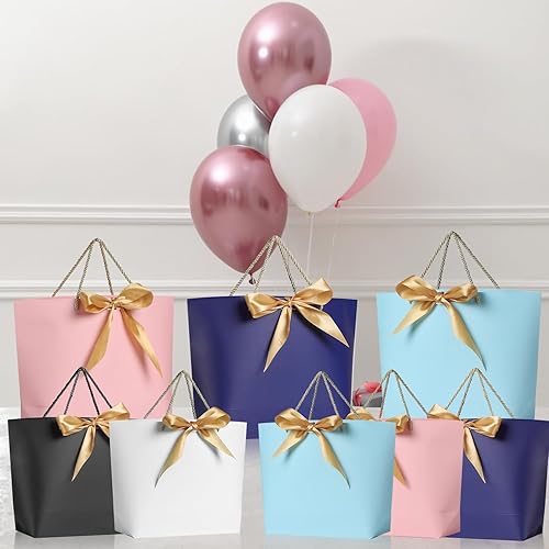 Miniatura 3 de WantGor Bolsas de regalo con asas de 14 x 10 x 4 pulgadas, bolsa de papel para recuerdos de fiesta, a granel con lazo para cumpleaños, boda,