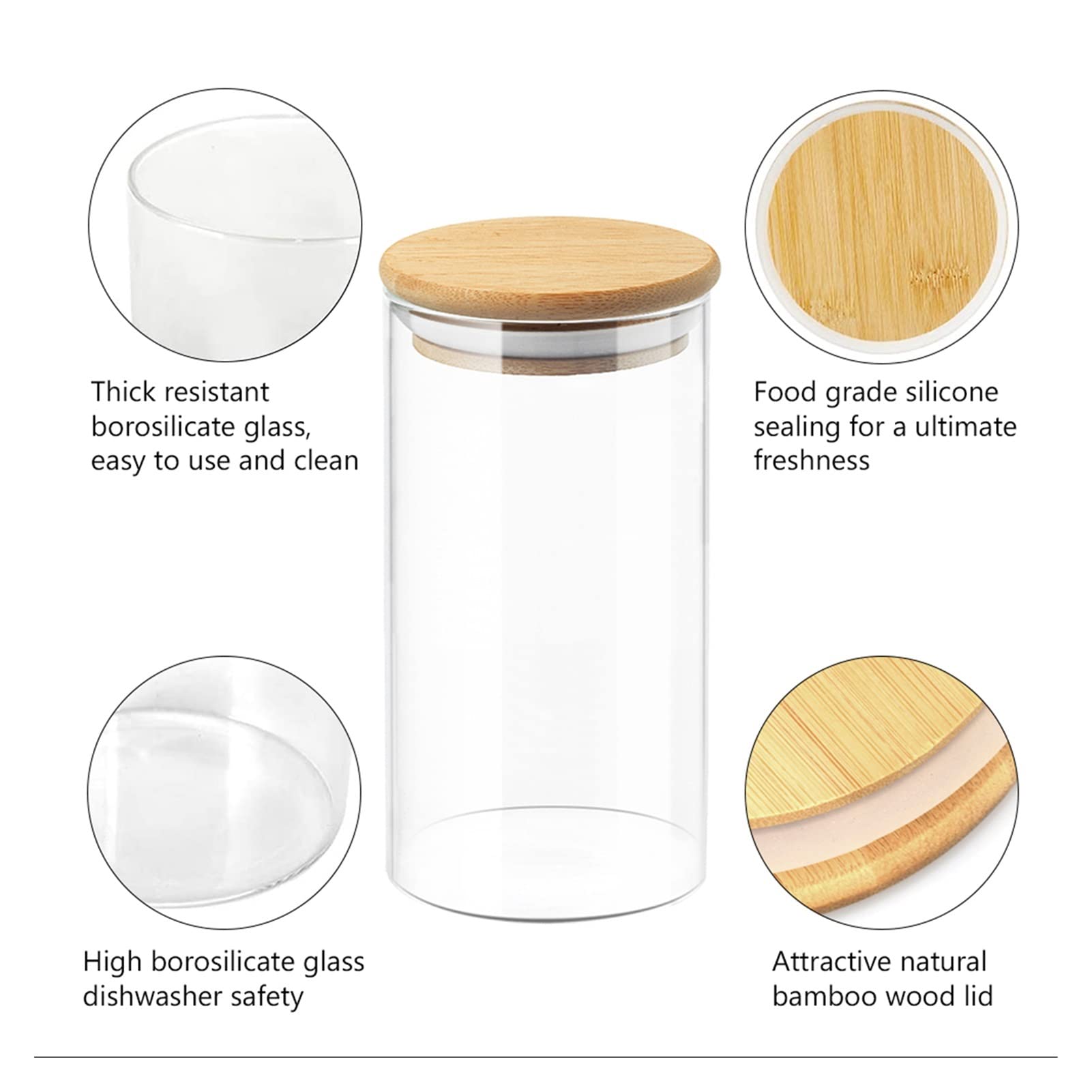 Amazon｜蓋付き小型密閉保存瓶、オンス 円筒密閉ガラス瓶 ホウケイ酸