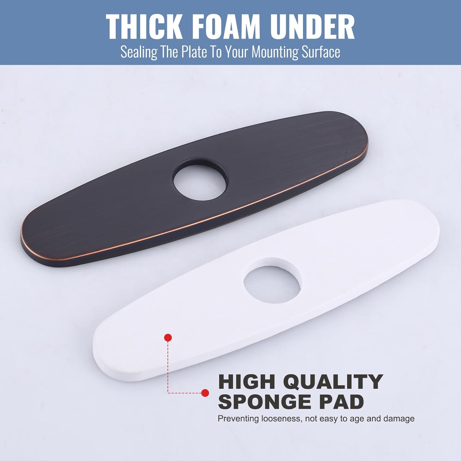 WOWOW Faucet Plate,Kitchen Sink Cover Stainless Steel Plate for 1 or 3 Hole Bathroom or Kitchen Sink Faucet Mixer Tap 10 Inch Escutcheon Hole Covers Oiled Rubbed Bronze