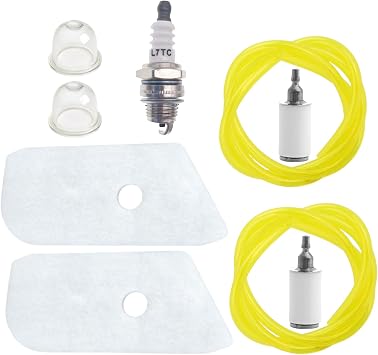 Air Filter, Fuel Primer Bulb & Spark Plug for Husqvarna 128LD 128CD 125L 128LDX - Compatible with 124L 125LDX Trimmer Brushcutter 530150253