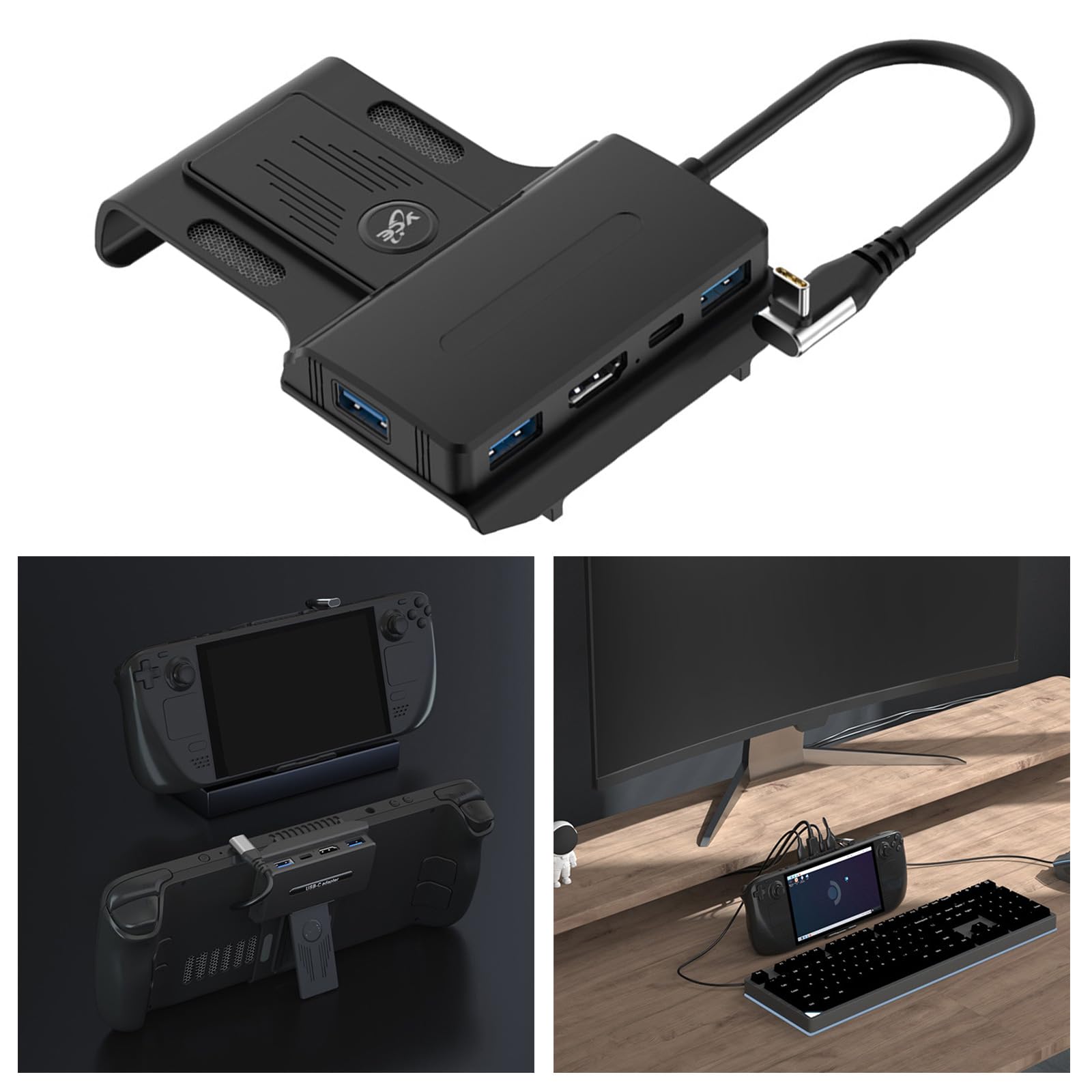 Docking station portatile 5 in 1 per Steam Deck e PC, hub 4K a 60Hz con ricarica PD da 100 W, supporto dock multi-dispositivo, accessori di gioco per prestazioni migliorate