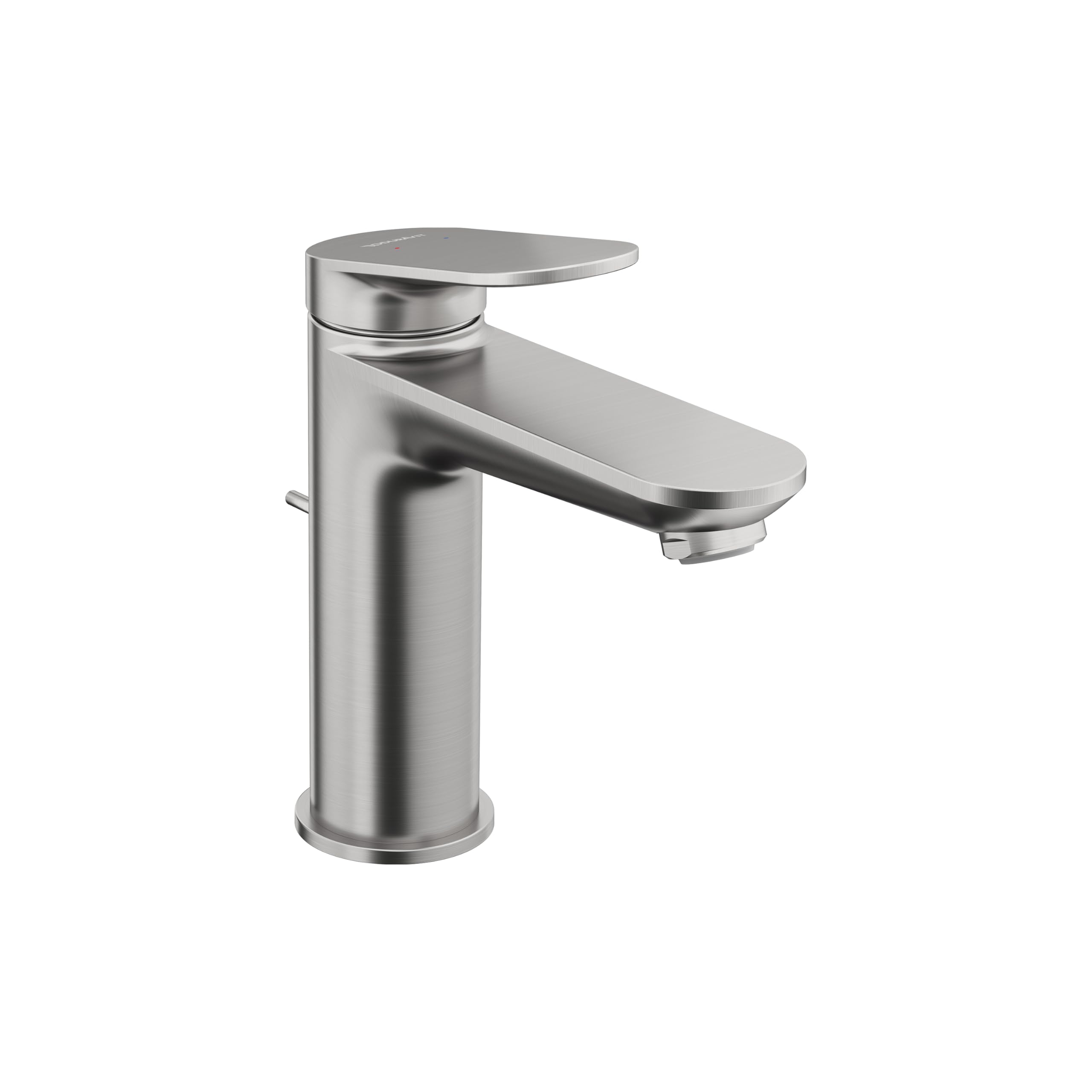 Duravit Wave Waschtischarmatur, Größe M (Auslauf Höhe 111 mm), Wasserhahn Bad mit Zugstangen-Ablaufgarnitur, Armatur Waschbecken, Edelstahl Gebürstet