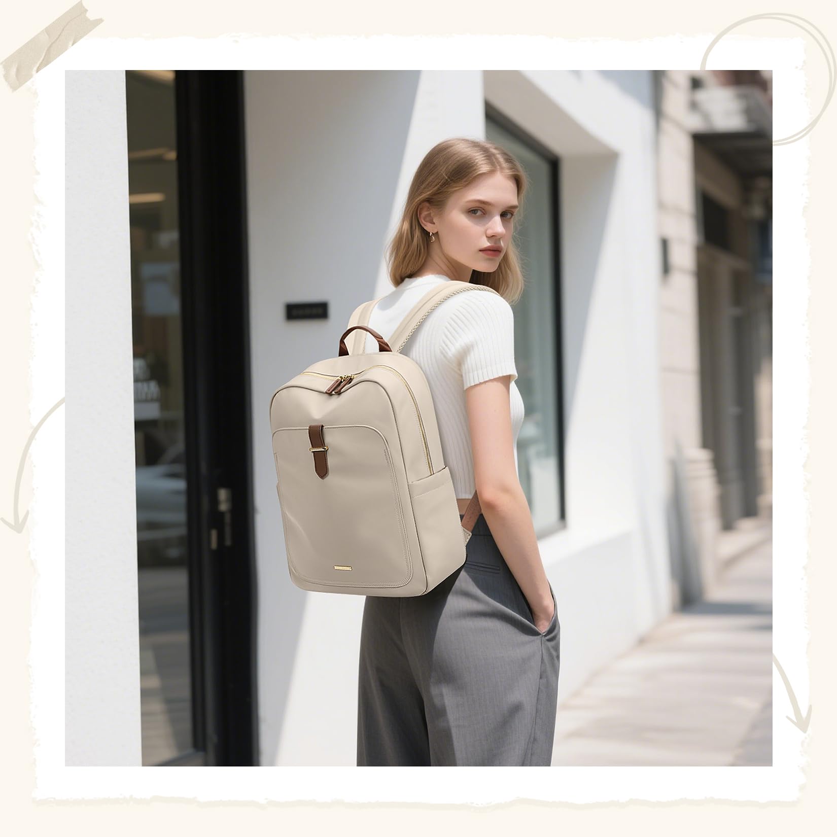 Sac à dos pour ordinateur portable pour femme, sac à dos de travail décontracté, sac à dos de voyage