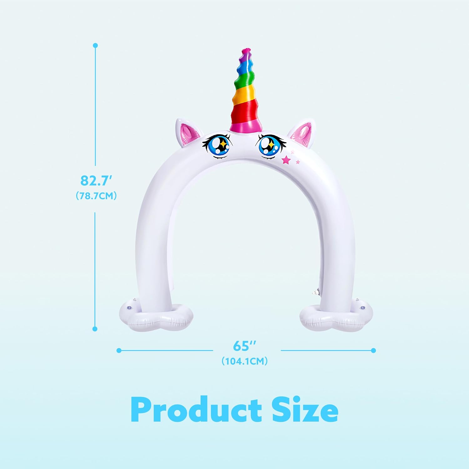 Sloosh Inflatable Ride a Unicorn Costume Sprinkler Arch - Water Toys Sprinkler for Kids Outdoor Play, Summer Water Party Supplies Backyard Outside Games Activities 82"×65”