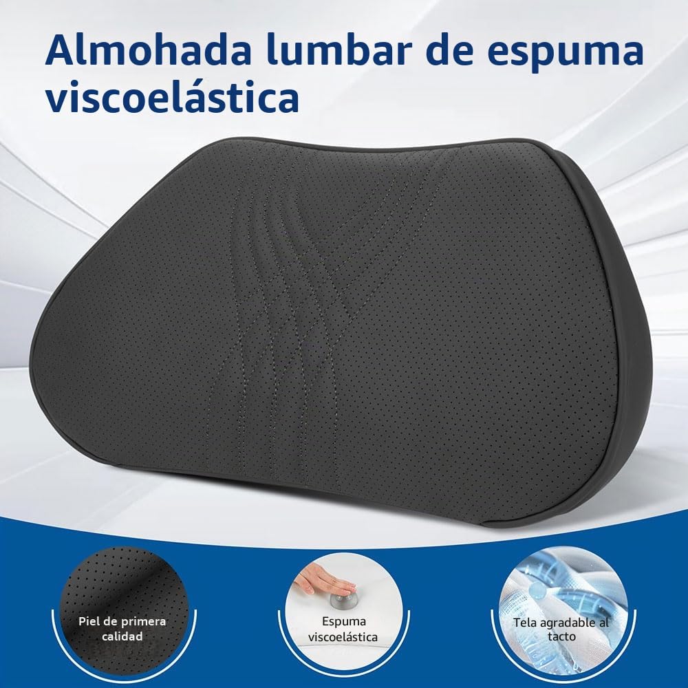 Cojín Lumbar Coche con Esponja Memoria, Cojin de Soporte Espalda Ergonómico para Silla de Oficina, Respaldo Lumbar Almohada de Apoyo para Asiento de Automóvi, Negro, 1 Pieza