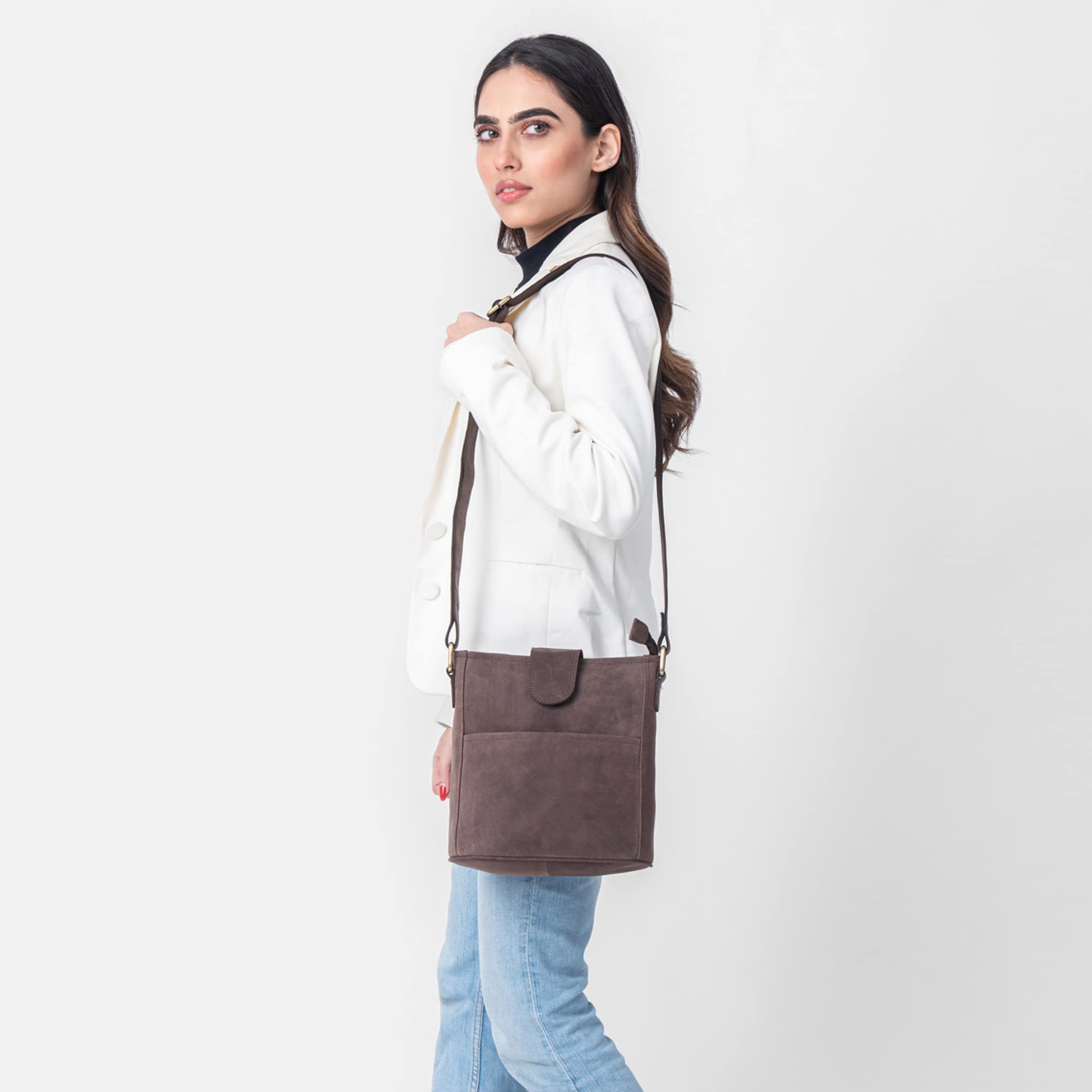 LEABAGS Leder Handtasche Damen I Premium Echtleder Umhängetasche I Damen Schultertasche I Damentasche I Tragetasche für Arbeit Uni Schule Freizeit