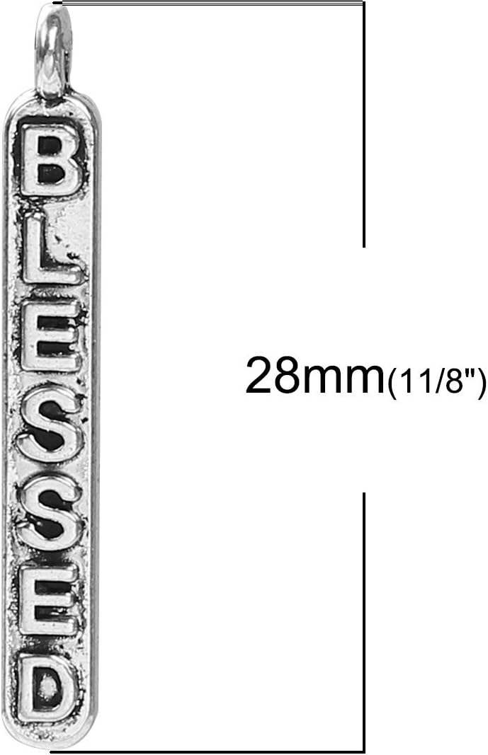 JGFinds Blessed Love Faith Message Charm Pendants, Silver Tone, 1 1/8", 144 Pack (48 of Each), Quotes DIY Charm Bracelets or Mixed Saying Keychains - Encouragement Words, Inspirational - Image 4