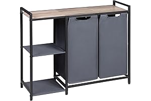 Hamper Laundry Basket Station 2 Section Pull-Out Laundry Room Folding Table