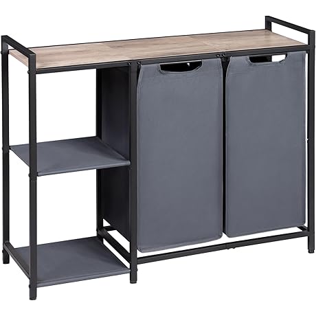 Hamper Laundry Basket Station 2 Section Pull-Out Laundry Room Folding Table