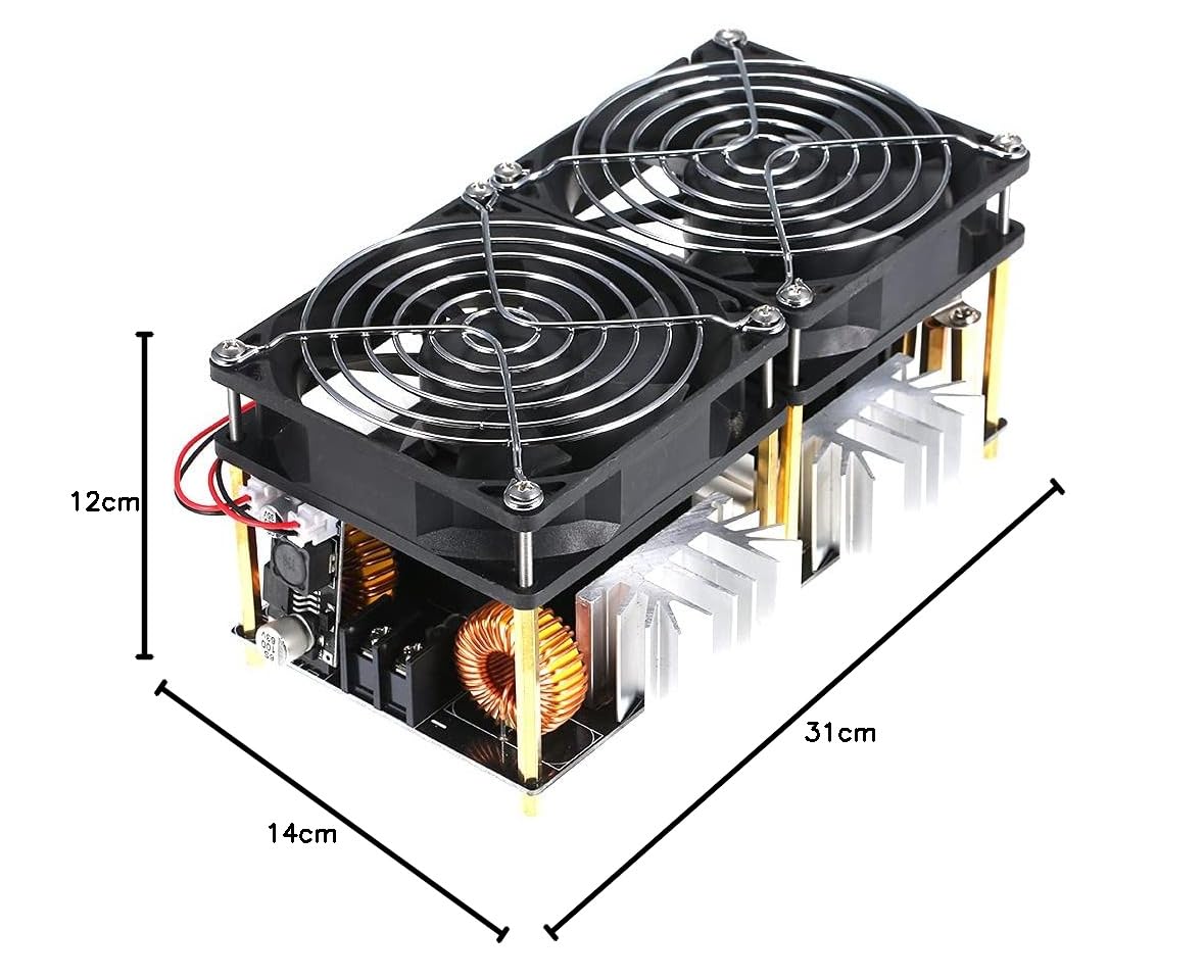 Induktionsheizplatine, 1800W 40A 12V-48V ZVS Hochfrequenz Induktionserwärmung Induktionsheizungsausschöpfermodul DIY Flyback Driver Heizung Gute Wärmeableitung mit Spulenzubehör Treiberheizung