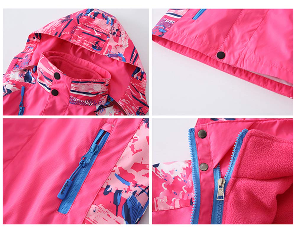 3-in-1 Kinder Mädchen Jacke Outdoorjacke Übergangsjacke Windjacke mit Innere Fleecejacke