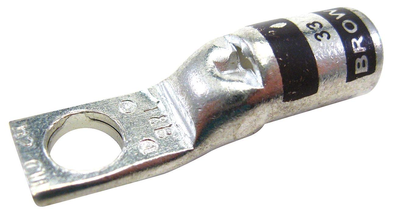 Thomas & Betts 2 AWG One-Hole Lug Compression Connector, Straight Barrel, Brown - 54107NT Pack of 5