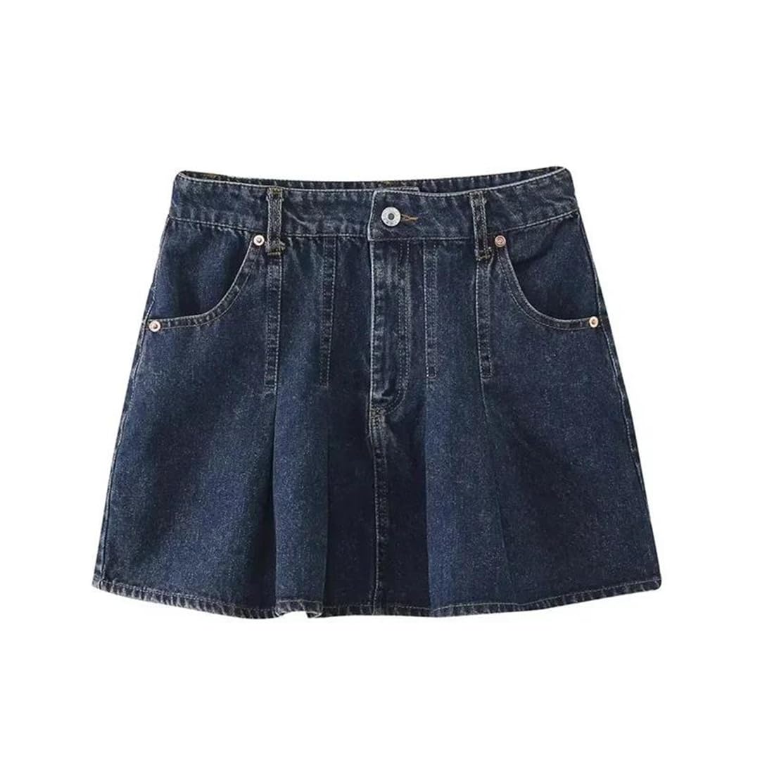 Mini gonna in denim a vita alta da donna a vita alta con gonna di sensibilità con design a sbuffo