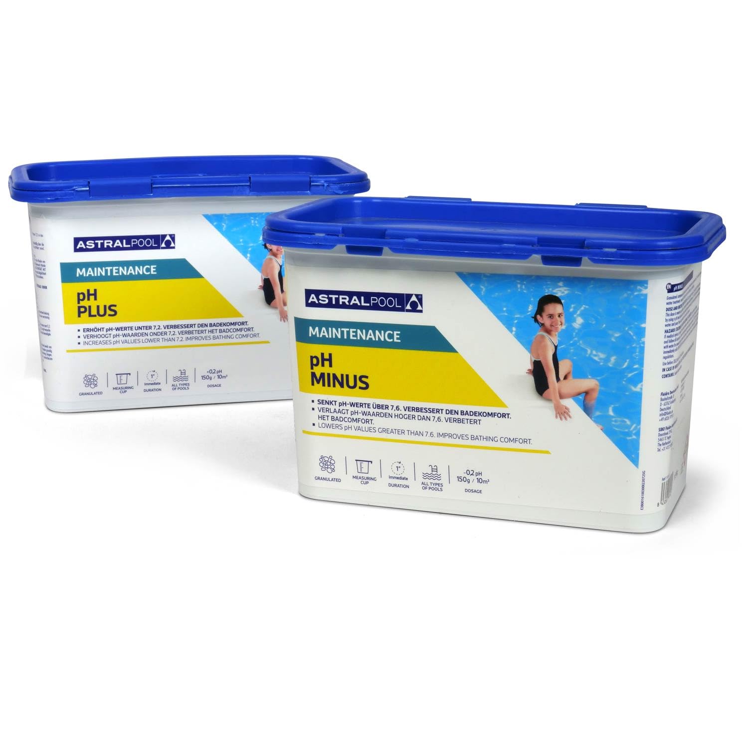 Astral Pool pH Minus und pH Plus Granulat Set 2,5 kg - Optimale pH-Wert Regulierung für Pools - Einfache Anwendung und Top Ergebnisse
