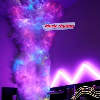 Cloud Light Multicolor Lightning Changing, 3D Thundercloud LED Light Cotton Lightning Cloud Colorful Atmosphere Night Light, DIY Creative Cloud Lights for Bedroom Gaming Room Indoor, 16 Feet