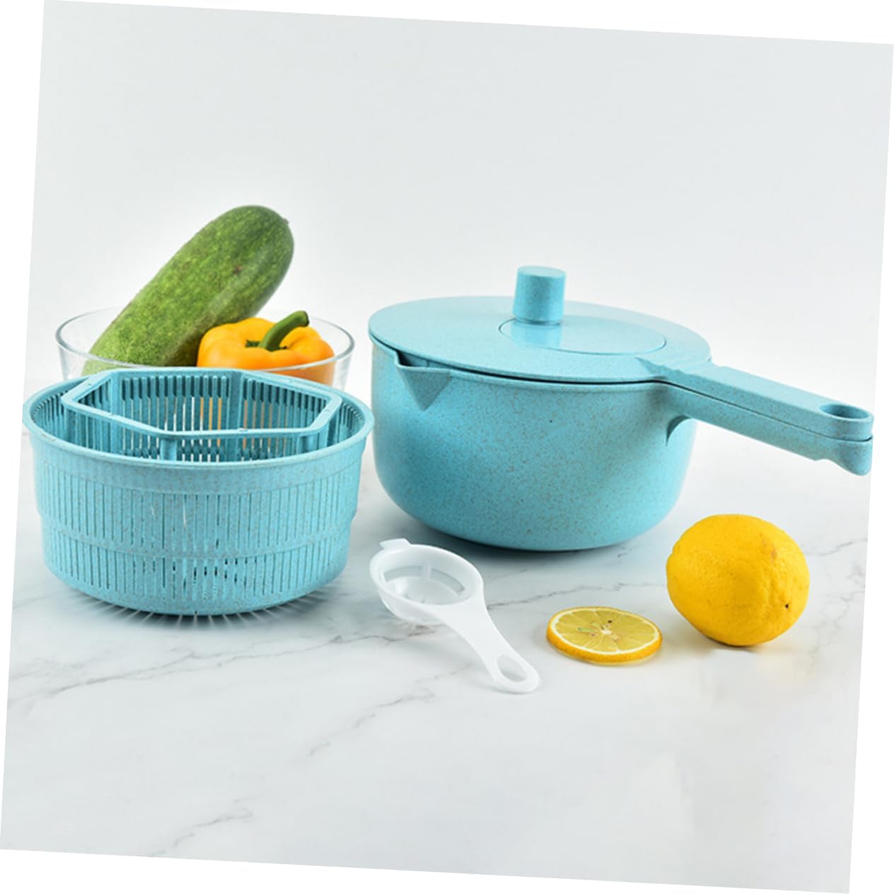STOBAZA Commercial Salad Spinner Hand Crank Drain Basket Vegetable Washer Detachable Parts Kitchen Tool Random Color