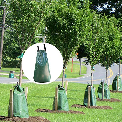 Tree Watering Bags, 20 Gallon PVC Original Slow Release Watering Bag, Automatic Drip System Perfect with Heavy Duty Zipper Tree Bags Slow Release Drippers Bag for Planting Trees, Green