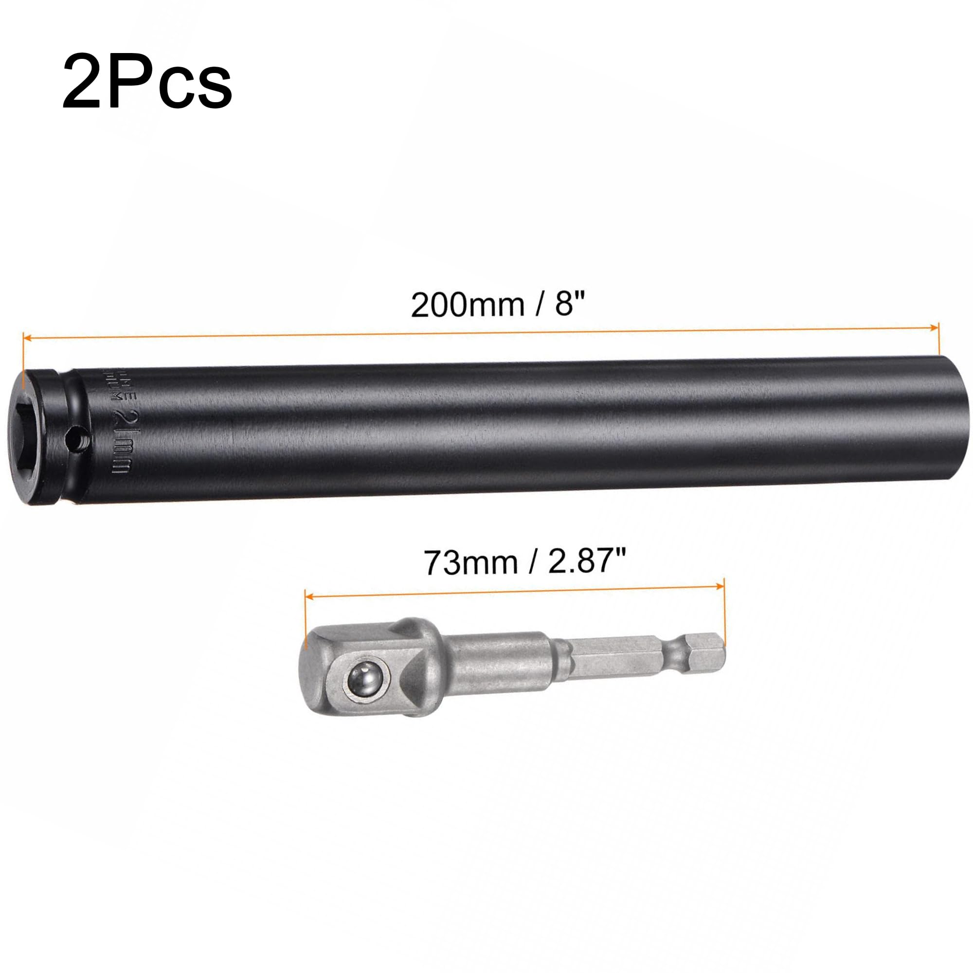 TA-VIGOR 1/2" Drive Socket Accessory Set, 21mm 6-Point Deep Impact Sockets 8" Length and 1/2" to 1/4" Hex Shank Adapters - Image 2