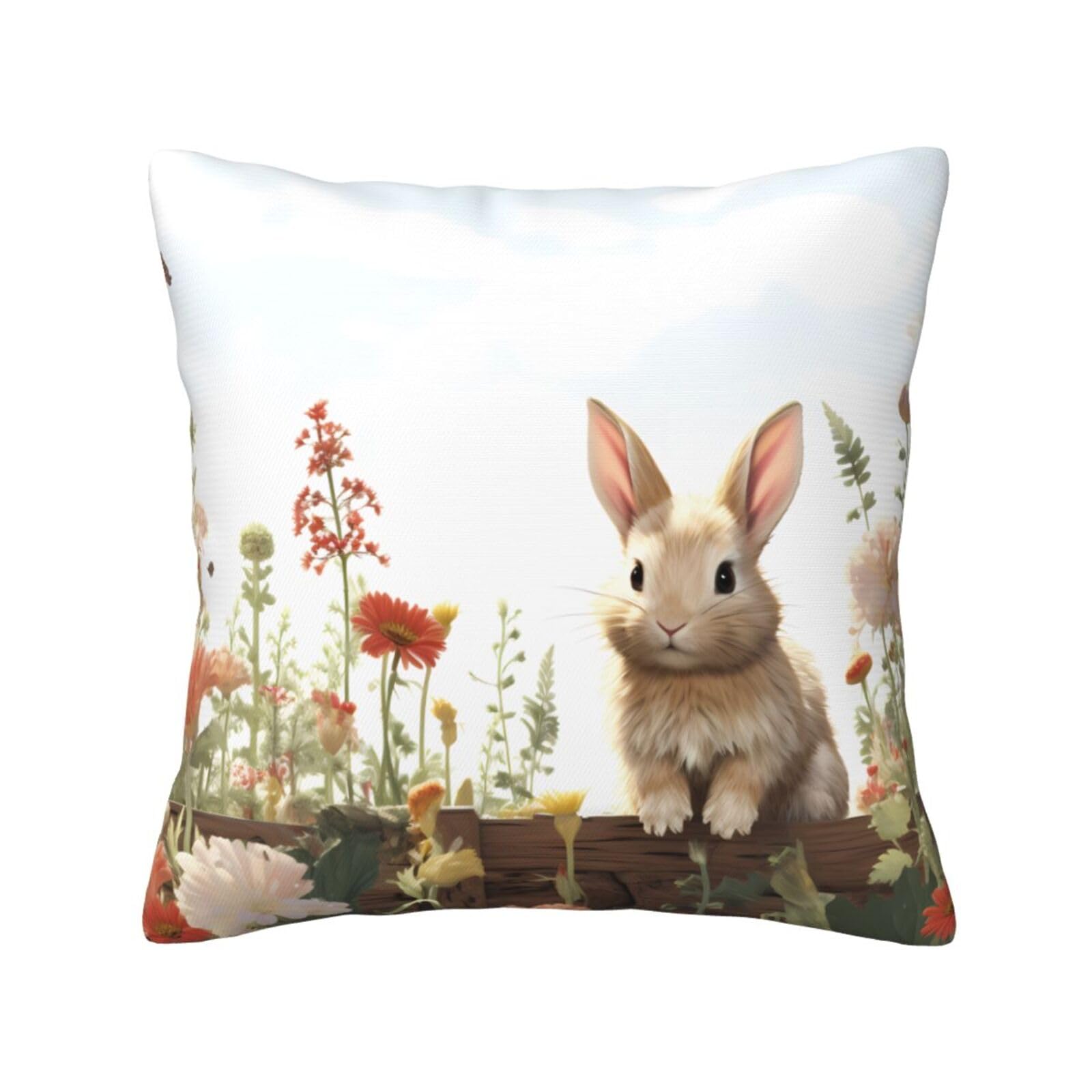 FodPand Cute Rabbit Throw Pillow Covers 12"X12" Super Soft Cozy Pillows Case Morden Decorative Cushion Cover for Sofa Couch Bed Home Decor