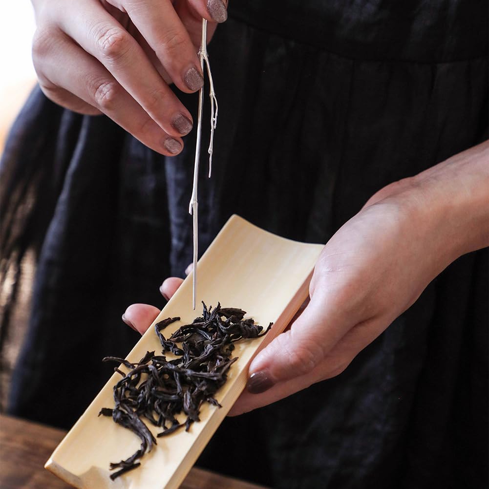 Aguja de té de Plata Pura Hecha a Mano, diseño de bambú, Herramienta de selección de té para Limpieza de boquillas de té y Tetera de Hojas Sueltas