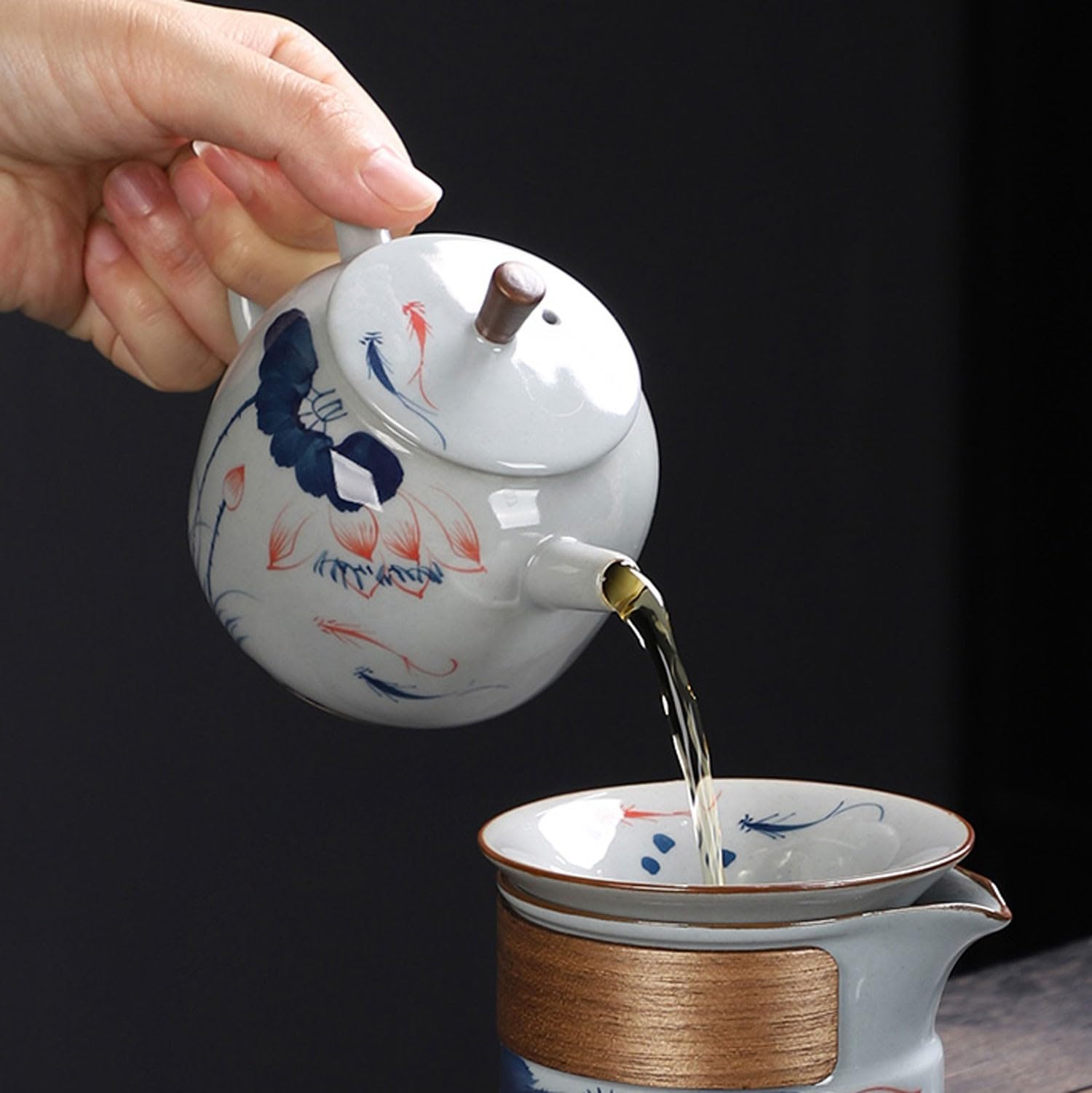 Service à thé Japonais Service à thé Service à thé Chinois Service à thé Kung Fu de Luxe léger pour la Maison, Ensemble théière et Tasse à thé en céramique Chinoise Intéressant