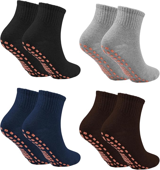 WKLOUYHE 4 Pairs Womens Mens Non-slip Grip Socks ABS Sport Socks for Yoga Pilates Barre Trampoline Fitness Martial Hospital Home Walking Socks with Grips_Multicolour,Free Size WKLOUYHE 4 Pairs Womens Mens Non-slip Grip Socks ABS Sport Socks for Yoga Pilates Barre Trampoline Fitness Martial Hospital Home Walking Socks with Grips_Multicolour,Free Size