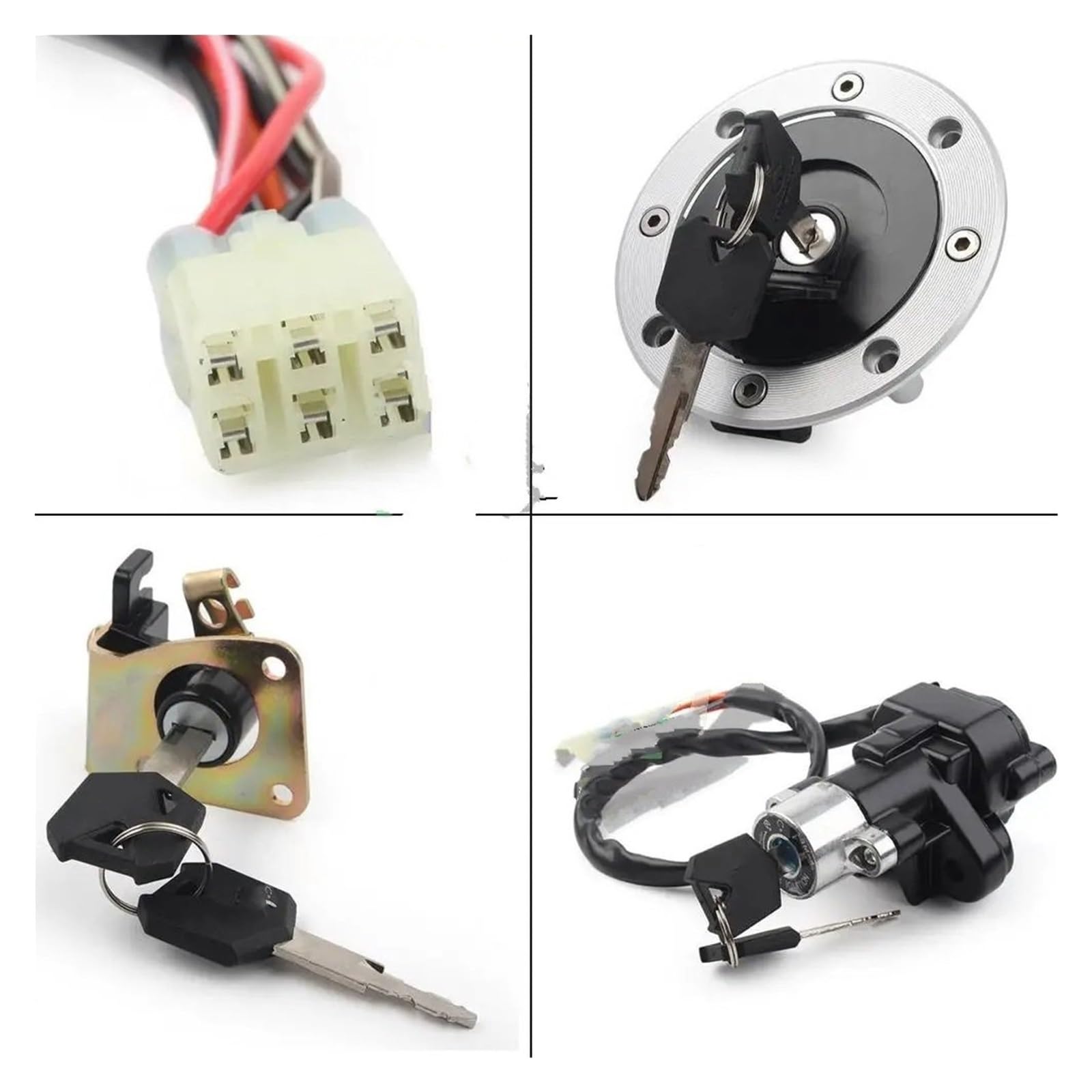 Juego De Llaves Contacto Para Interruptor Encendido Compatible con Suzuki TL1000S R GSX750 600 GSX1200 GSXR750 GSXR600 Llave de bloqueo de asiento y tapa de combustible