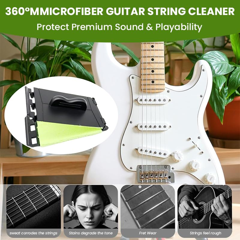 Image of HASTHIP Guitar String Cleaner Pad, Double-Sided Scouring & Polishing Fretboard Cleaning Cloth, Reusable Guitar Maintenance Tool for Acoustic, Electric, Bass, Guitar Maintenance Accessory (1 Pc)