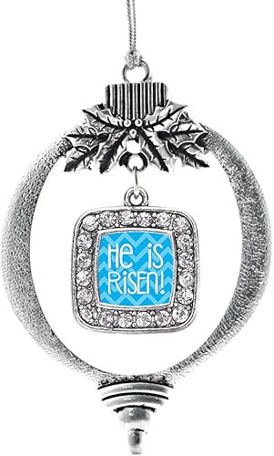 Miniatura 55 de Inspired Silver - My Vintage Initials - Adorno con dije de letra J - Adornos navideños cuadrados de plata con joyas de circonita cúbica