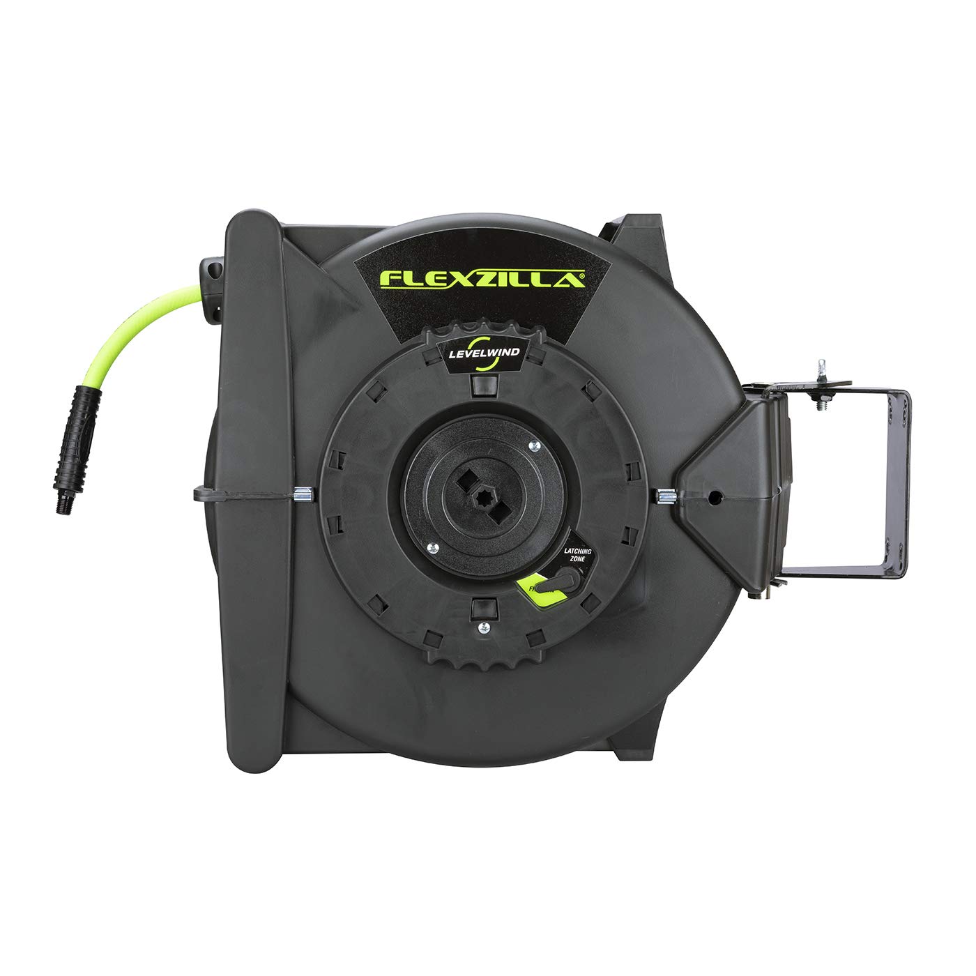 Carrete Retráctil Manguera Aire Flexzilla - 3/8'' X 50 Pies, Cara Abierta, ZillaGreen, 300 PSI
