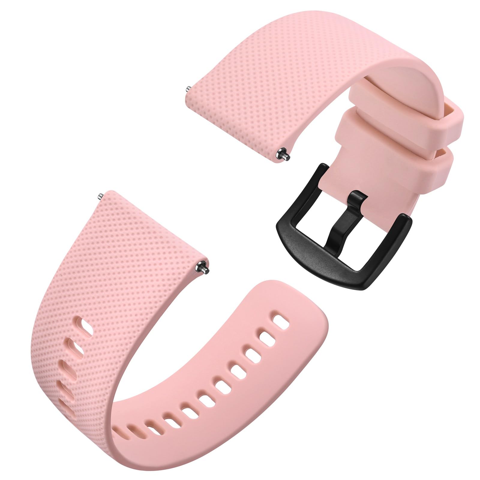 AnbeerSilicone Watch Band 16mm 18mm 20mm 22mm 24mm Quick Release Rubber Watch Straps for Men Women,Silver Black Stainless Steel Buckle