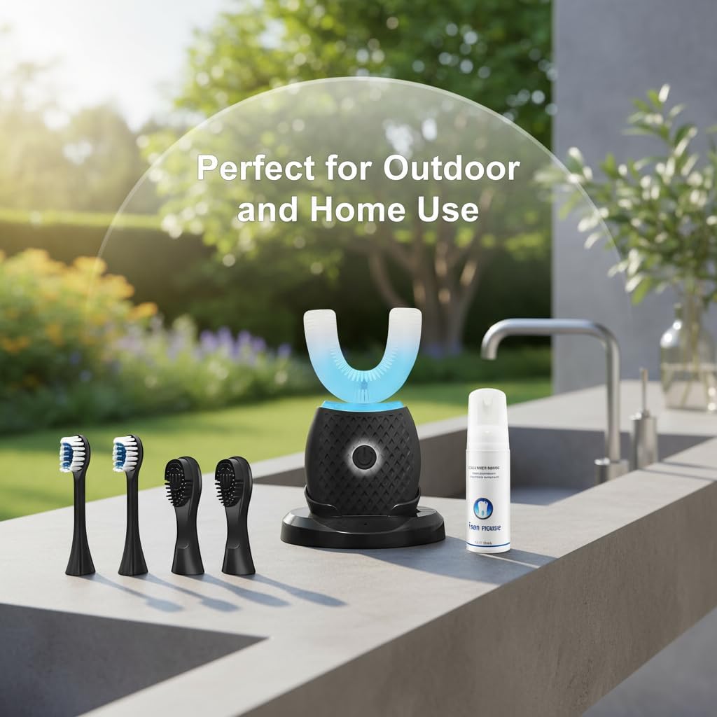 U-Shaped Electric Toothbrush – Comfort-Focused Design with Secure Grip for Daily Oral Hygiene at Home (Black)