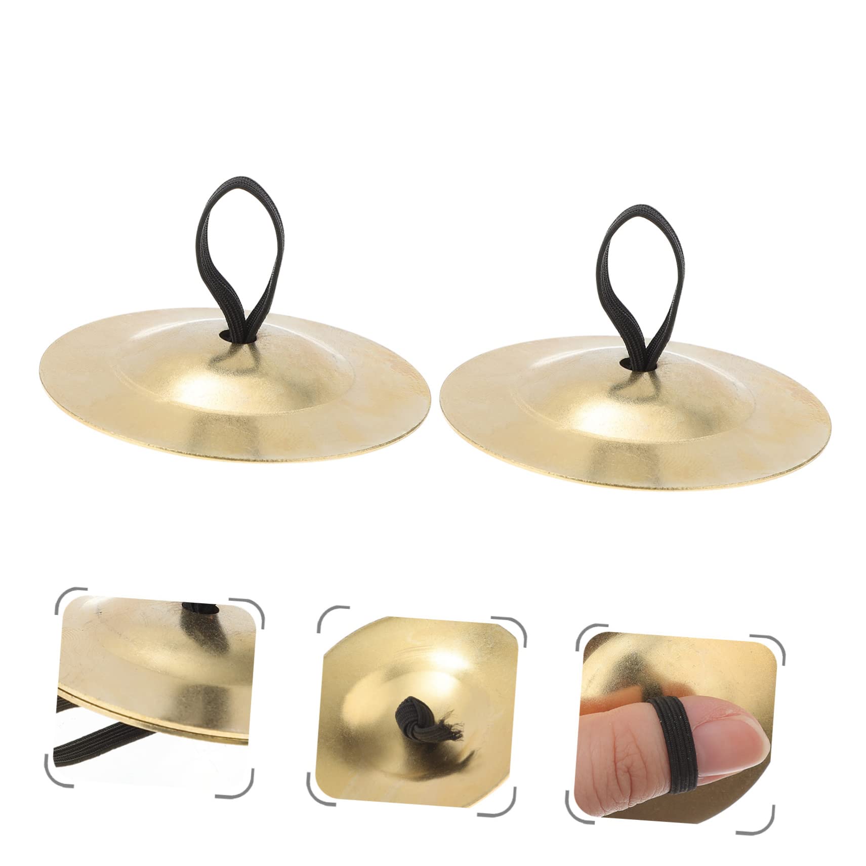 Abaodam 6pcs Gold Brass Cymbals Finger Cymbals Musical Instrument Lightweight Percussion for Dance Zills Cymbal Set Elastic b