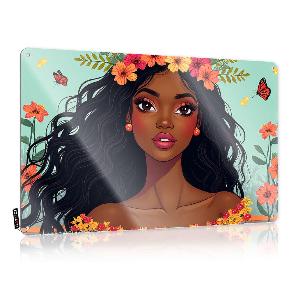 A Woman With Flowers In Her Hair Surrounded By Butterflies. Funny Vintage Signs Decaor | Grunge Rules Decorative Wall Art(30X40CM)