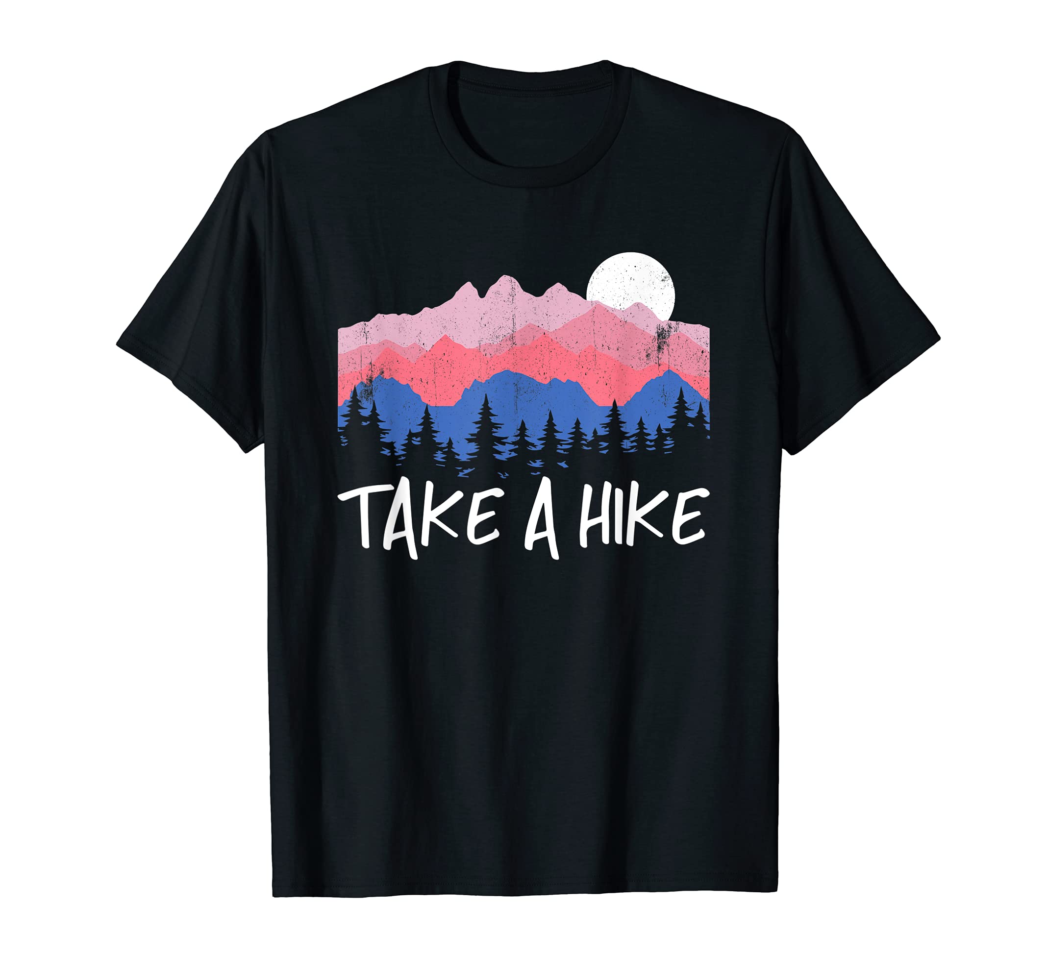 Take A Hike Retro Mountains Camping Outdoors Hiking T-Shirt, Black