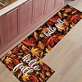 Washable Kitchen Rugs Cushioned Floor Mat,Fall Harvest Thanksgiving Leaf,Waterproof Non-Slip Kitchen