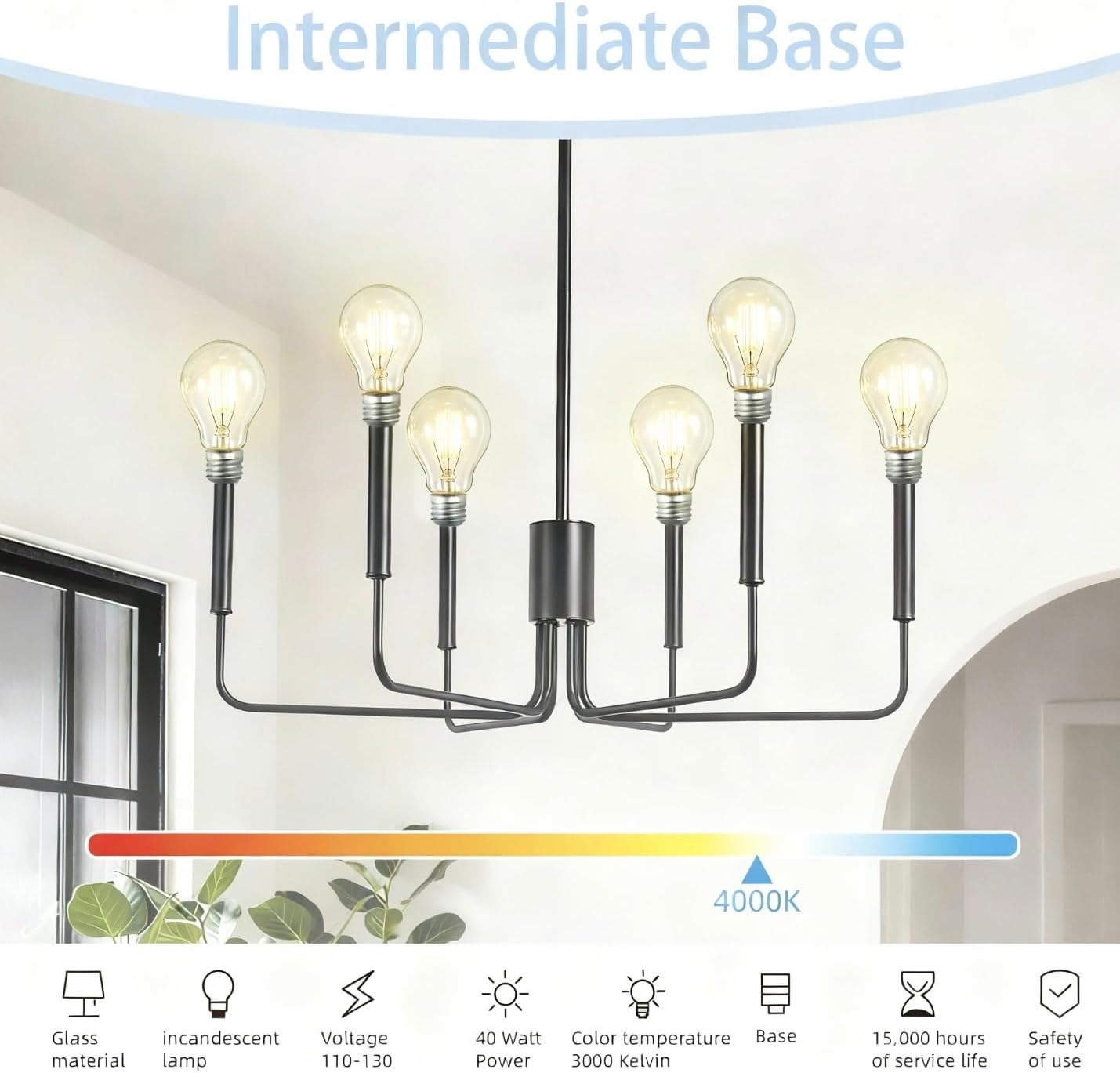 100W Incandescent Light Bulbs,Dimmable Medium E26 Base Light Bulbs,A19 Incandescent Light Bulbm (4)