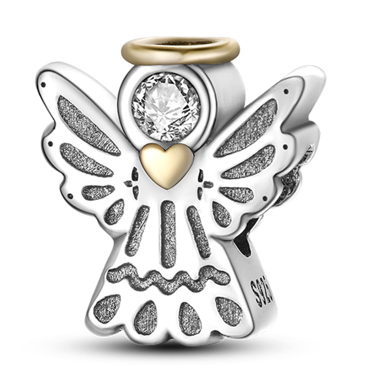 CGCSYZ 925 Sterling Silver Charms for Bracelets and Necklaces Airplane Passport Dangle Pendants Beads Butterfly Dragonfly Charms Jewelry Gift for Women Girls (Angel Bless Charm)