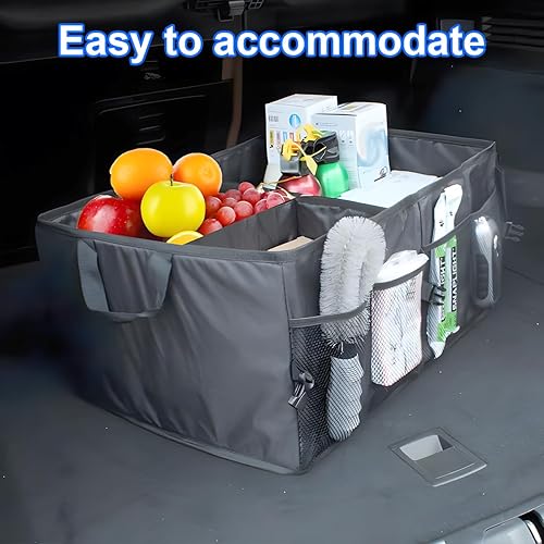 Miniatura 5 de Mandark Organizador de maletero de automóvil, caja de almacenamiento plegable con múltiples compartimentos, impermeable, ajustable, accesorios de