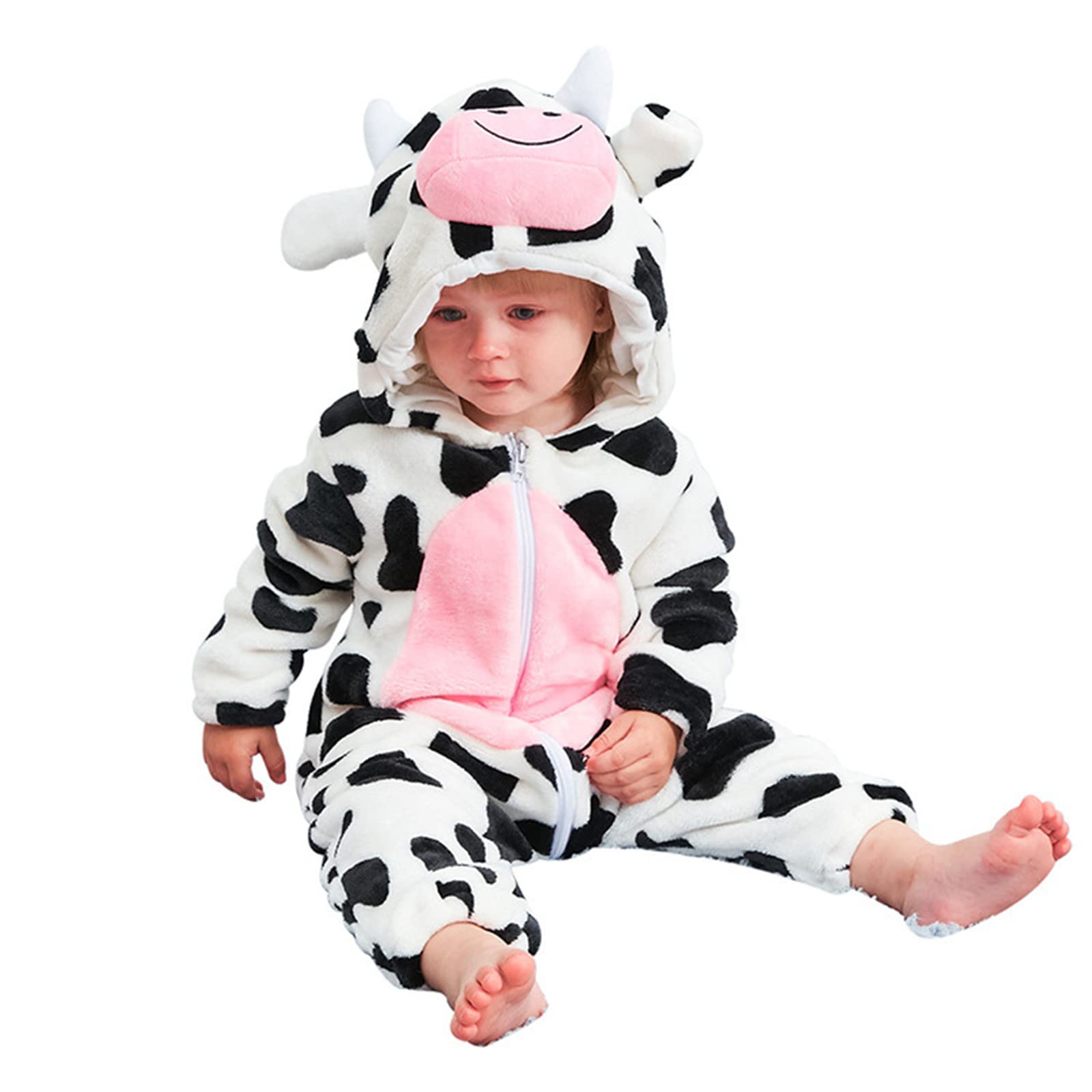 Unisex Baby Flannel Romper Animal Onesie