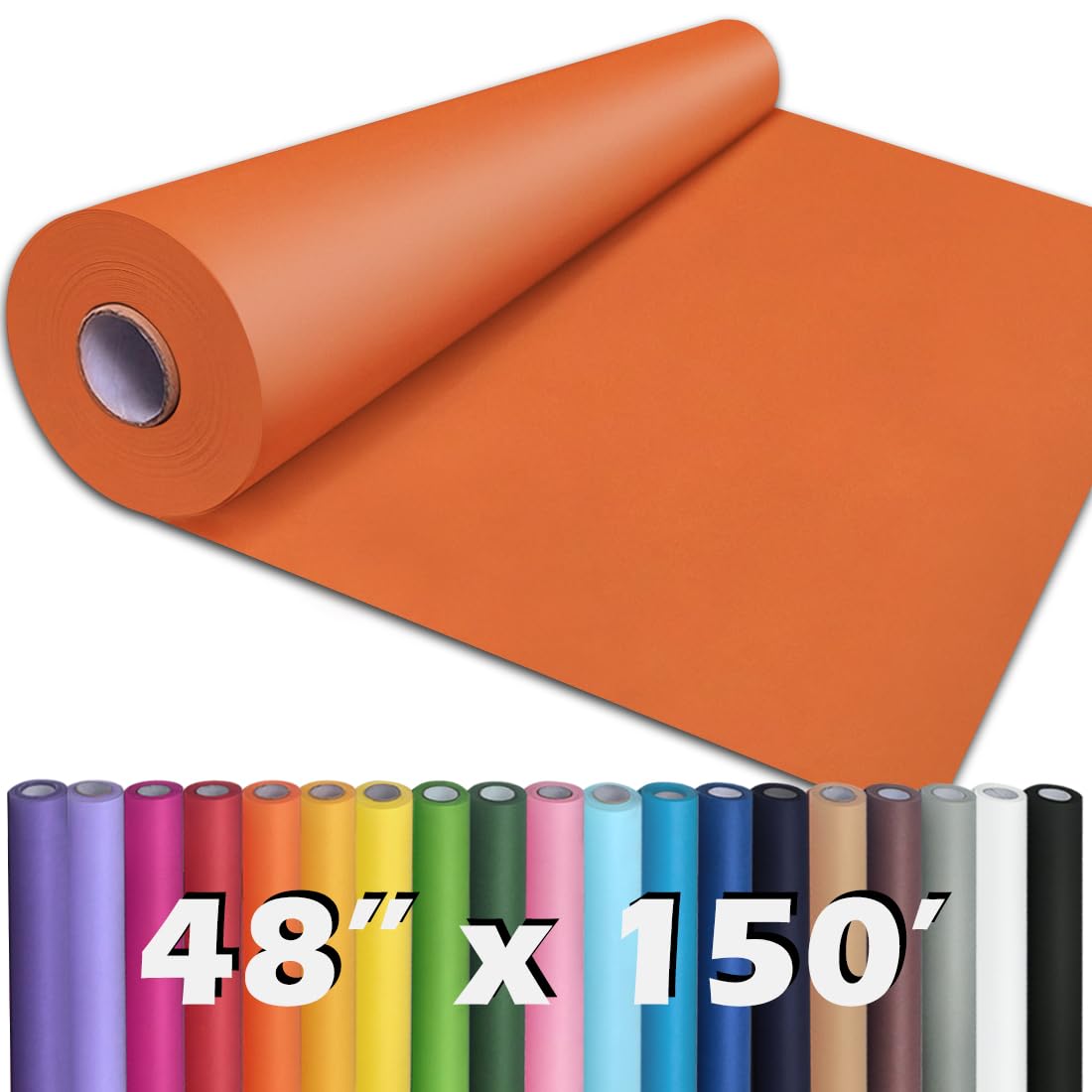 PerkHomy OrangeRed Kraft Paper Roll 48" x 1,800" (150') for Gift Wrapping Bouquet Flower Art Painting Craft Writing Packaging Shipping 80GSM 55LB (OrangeRed, 48" x 150')