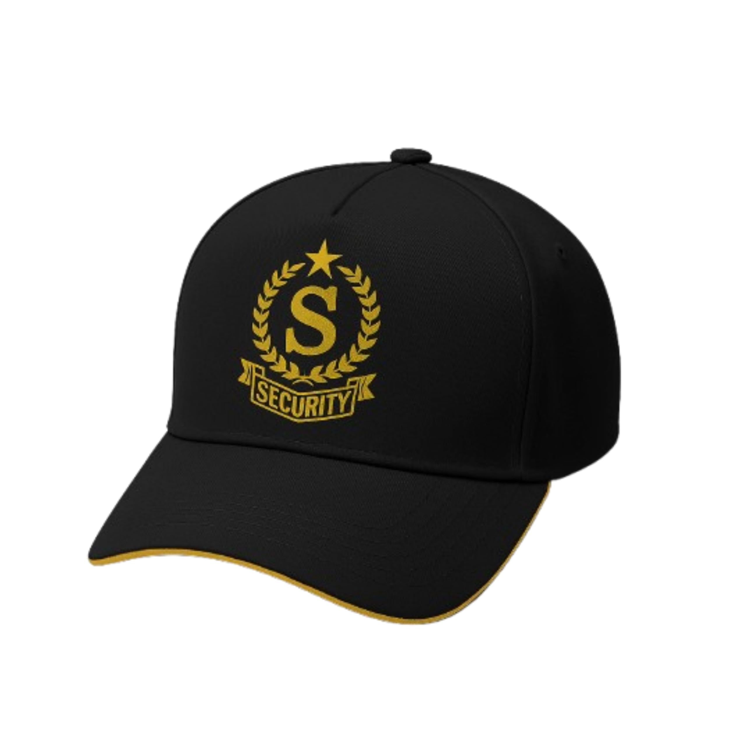 Security Gaurd Uniform Cap, Black with Gold Embroidered, Adjustable Uniform Cap-image-40
