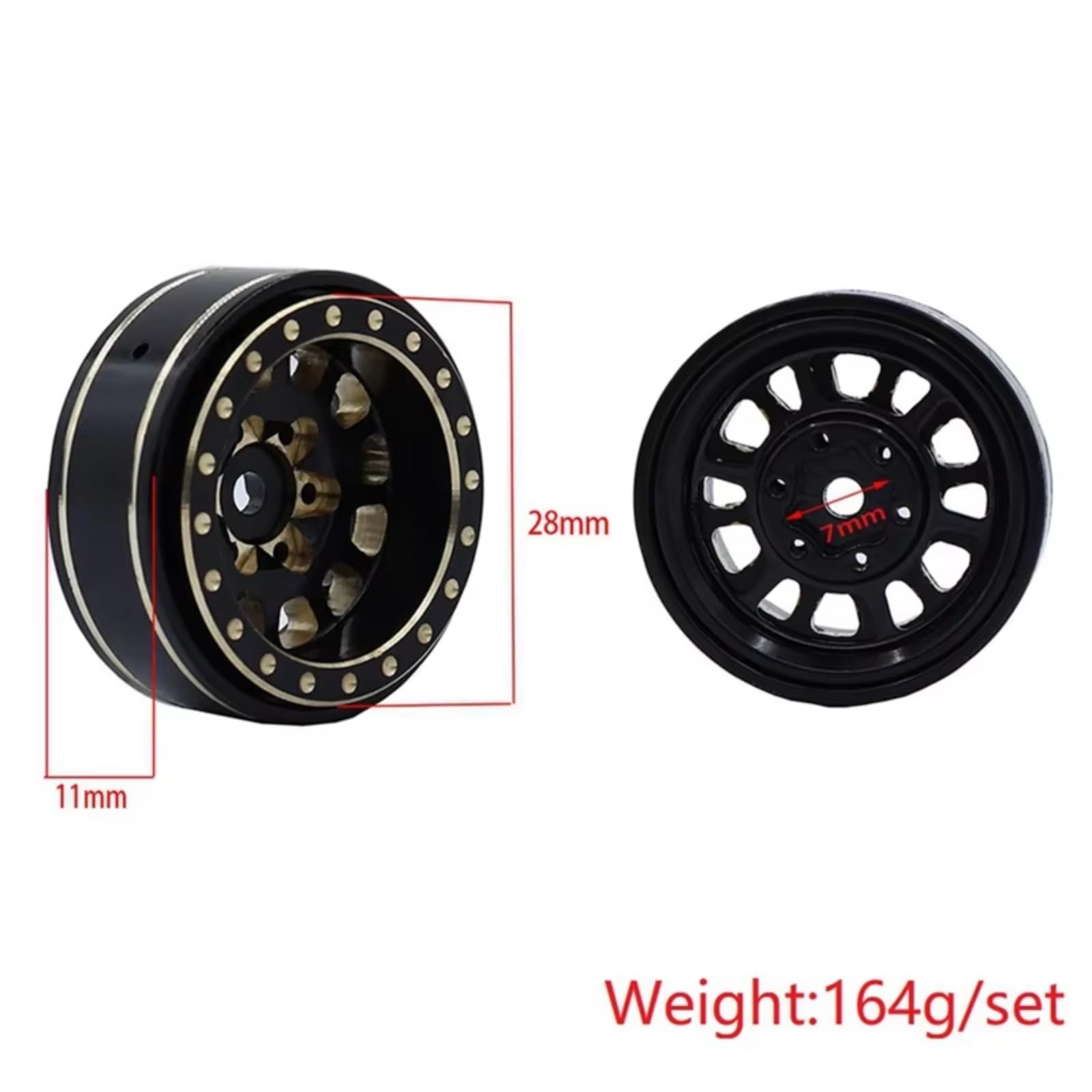 Compatibile Con TRX4M Per Axial Per SCX24 Per FCX24 1/18 1/24 RC Crawler Sostituzione 4 Pezzi 1.0 Più Cerchione Beadlock In Ottone Mozzo Ruota RC Modifiche Modelli